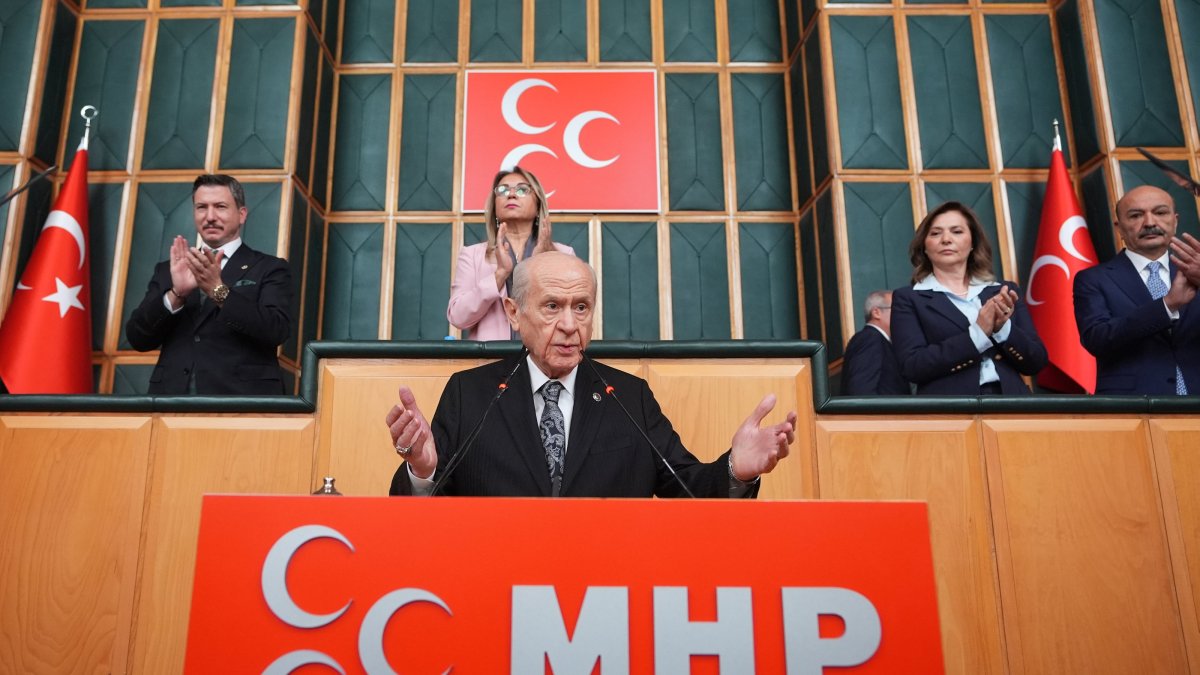 MHP leader Devlet Bahçeli speaks at the parliamentary group meeting of his party, Ankara, Türkiye, Nov. 18, 2025. (AA Photo)