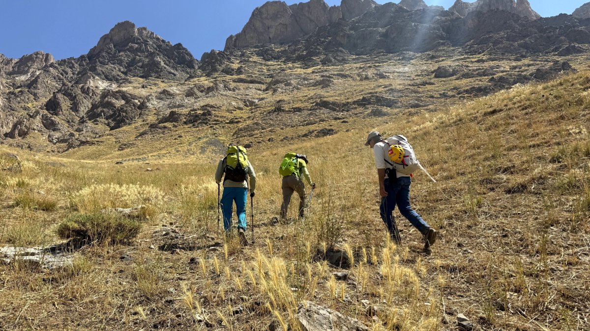 Mountaineers ascend challenging rock faces on newly established routes in the Cilo Mountains, Hakkari, Türkiye, Oct. 8, 2025. (AA Photo)