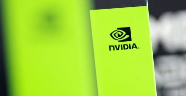 The Nvidia logo is seen on a graphics card package in this illustration, Aug. 19, 2025. (Reuters Photo)