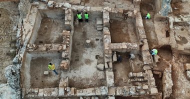 An aerial view of the ancient city of Perre as archaeologists continue excavations, Adıyaman, southeastern Türkiye, Oct. 23, 2025. (AA Photo)
