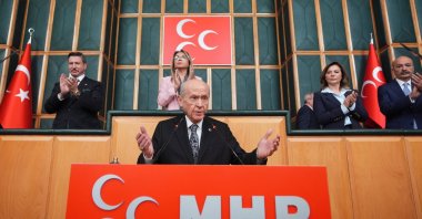 MHP leader Devlet Bahçeli speaks at the parliamentary group meeting of his party, Ankara, Türkiye, Nov. 18, 2025. (AA Photo)