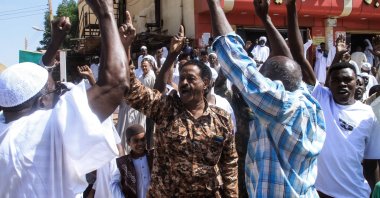 Local residents take part in a demonstration against the RSF in Omdurman, Sudan, Oct. 31, 2025. (AFP Photo)