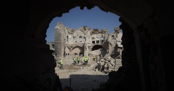 Restoration work begins on the historic Pasha Palace, a centuries-old landmark located at Old City in Gaza City, Palestine, Nov. 10, 2025. (AA Photo)