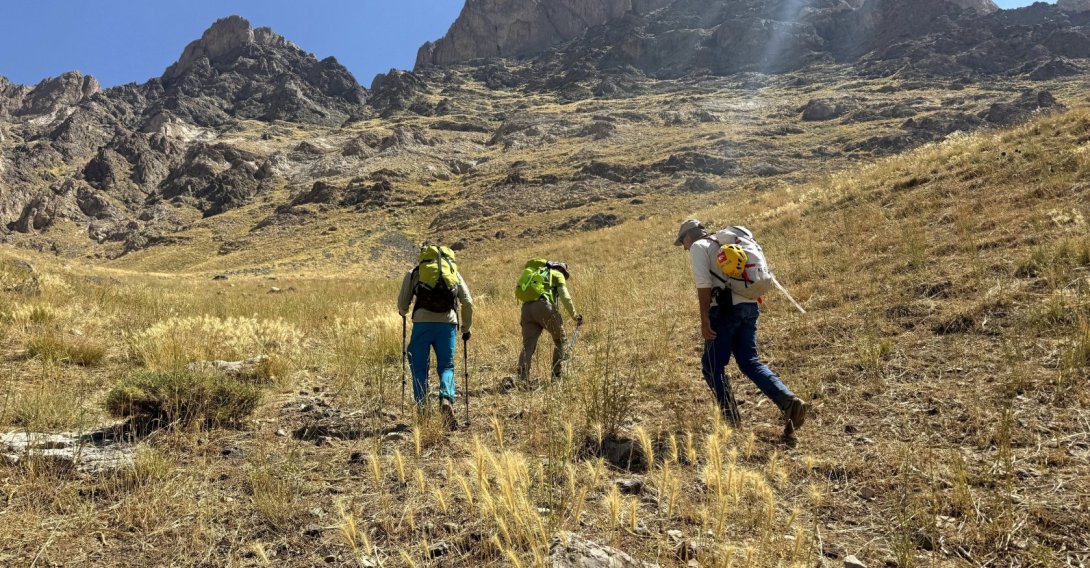 Mountaineers ascend challenging rock faces on newly established routes in the Cilo Mountains, Hakkari, Türkiye, Oct. 8, 2025. (AA Photo)