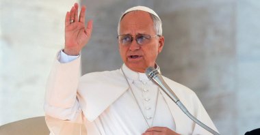 Pope Leo XIV gestures as he leads the weekly general audience in St. Peter&#039;s Square in Vatican City, Nov. 19, 2025. (EPA Photo)