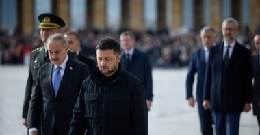 Ukrainian President Volodymyr Zelenskyy visits Anıtkabir, the mausoleum of modern Türkiye&#039;s founder, Atatürk, Ankara, Türkiye, Nov. 19, 2025. (AA Photo)