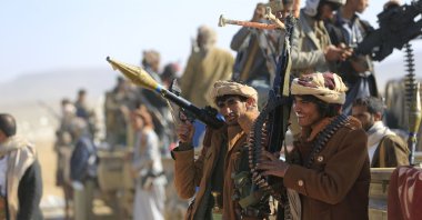Houthi rebels gather to mobilize fighters in the Harf Sufyan district, located north of the capital Sanaa, Yemen, Nov. 13, 2025. (AFP Photo)