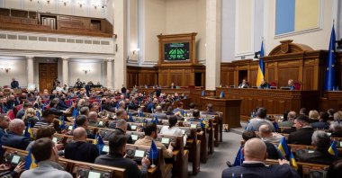 Ukrainian lawmakers attend a parliament session, amid Russia&#039;s attack on Ukraine, in Kyiv, Ukraine, Nov. 19, 2025. (Reuters Photo)