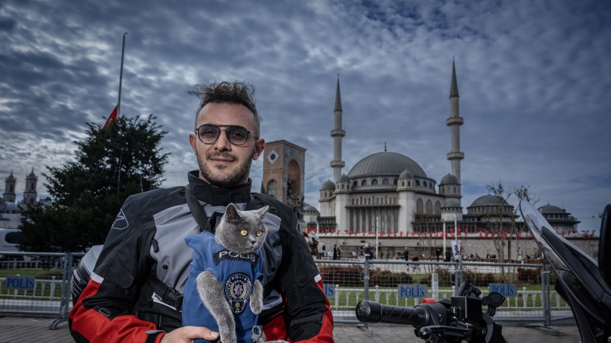 Motorcycle cat delights Istanbul with playful costumes, helmet