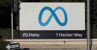 Meta signage at the company&#039;s headquarters campus in Menlo Park, California, U.S., Nov. 18, 2025. (EPA Photo)