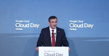 Vice President Cevdet Yılmaz delivers a speech at Google Cloud Day Türkiye event, Istanbul, Türkiye, Nov. 20, 2025. (AA Photo)