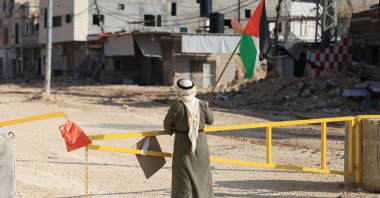 Israeli soldiers stop displaced Palestinians from Nur Shams refugee camp attempting to return to their homes, the occupied West Bank city of Tulkarem, Palestine, Nov. 18, 2025. (EPA Photo)