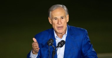 Gov. Greg Abbott announces his re-election campaign for Texas governor in Houston, Sunday, Nov. 9, 2025. (AP Photo)