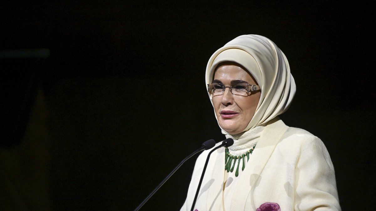 First lady Emine Erdoğan attends the opening of the "Those in Anatolia: The Timeless Journey of Sof" exhibition at the Museum of Anatolian Civilizations, Ankara, Türkiye, Nov. 19, 2025. (AA Photo)