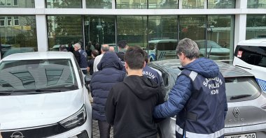 Turkish security forces escort five FETÖ suspects to the courthouse, Samsun, Türkiye, Nov. 5, 2025. (AA Photo)