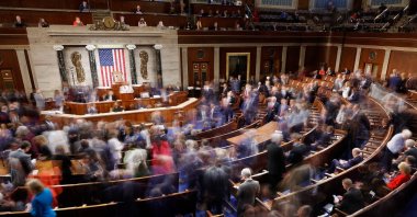 Members-elect of the 118th Congress leave the House Chamber after three ballots failed to elect a new Speaker of the House at the U.S. Capitol Building, Washington, DC, U.S., Jan. 3, 2023. (AFP File Photo)