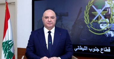  Lebanon&#039;s President Joseph Aoun addresses the nation on the eve of Independence Day in a televised speech from the Lebanese Army&#039;s South Litani Sector Command headquarters in Tyre, Nov. 21, 2025. (Photo by Lebanese Presidency via AFP)