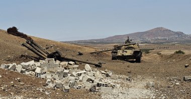 Syrian military equipment lay destroyed after Israeli strikes in Daraa, Syria, June 4, 2025. (AA Photo)