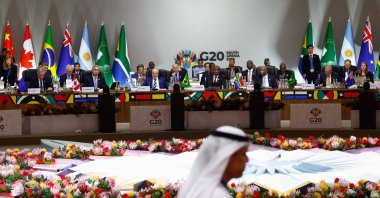 Leaders attend a plenary session, on the opening day of the G-20 Leaders&#039; Summit at the Nasrec Expo Centre in Johannesburg, South Africa, Nov. 22. 2025. (EPA Photo)
