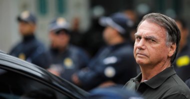 Former Brazilian President (2019-2022) Jair Bolsonaro leaves the DF Star hospital after undergoing a series of medical examinations, as he remains under house arrest, in Brasilia, Brazil, Sept. 14, 2025. (AFP Photo)
