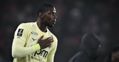 Monaco midfielder Paul Pogba gestures at the end of the French Ligue 1 match against Stade Rennais, in Rennes, western France, Nov. 22, 2025. (AFP Photo)