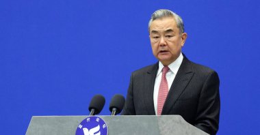 Chinese Foreign Minister Wang Yi delivers delivers his speech at the opening ceremony of the Lanting Forum in Beijing, China, Oct. 27, 2025. (Reuters Photo)