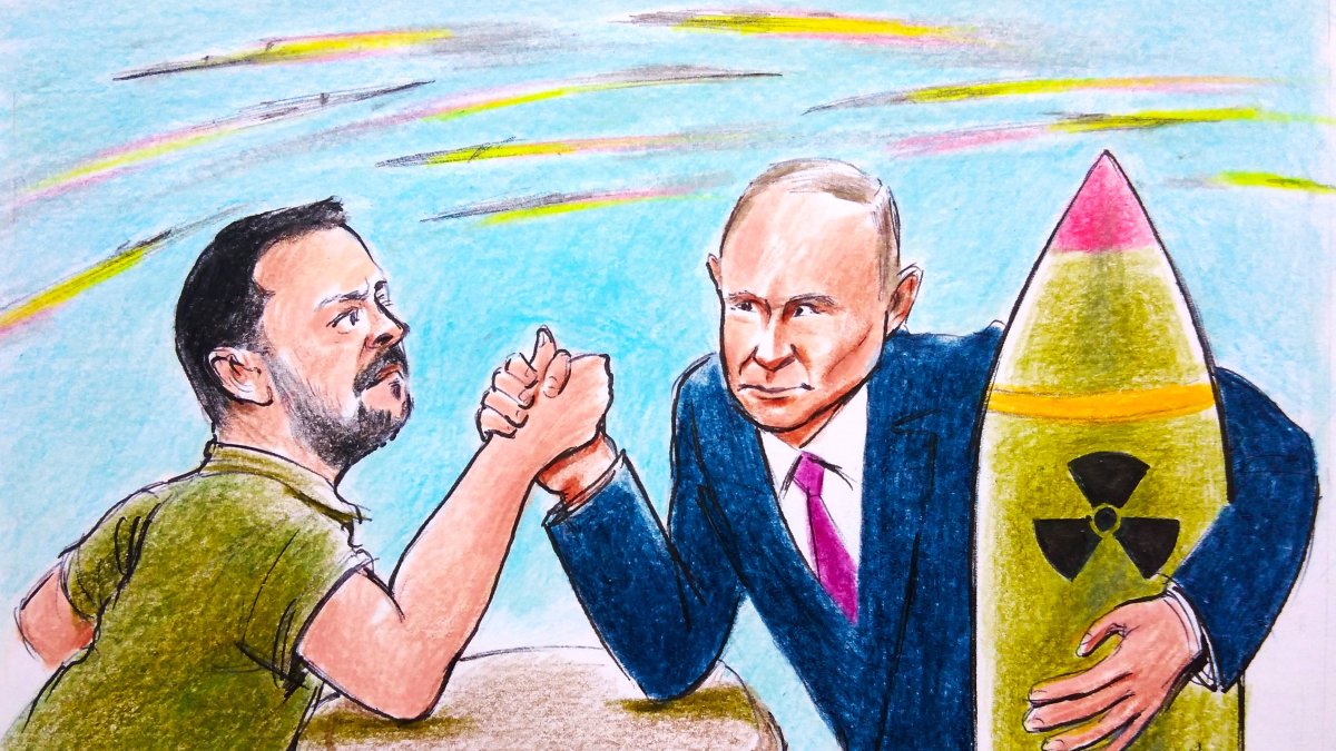"While the idea of forcefully deposing and charging the ruler of a global nuclear power should be off the table for any sane person, it gets one thing correct: the outcome of the war in Ukraine shall determine the survival of Putin’s regime." (Illustration by Erhan Yalvaç)