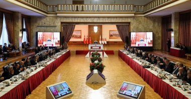The National Solidarity, Brotherhood and Democracy Committee members attend a meeting in Parliament, Ankara, Türkiye, Oct. 30, 2025. (AA Photo)