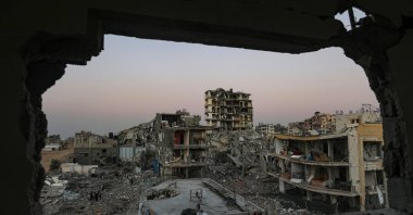 The ruins of destroyed buildings are seen in northern Gaza City, Gaza Strip, Palestine, Nov. 18, 2025. (EPA Photo)