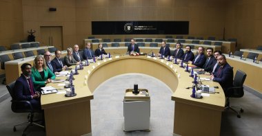 Energy and Natural Resources Minister Alparslan Bayraktar (C) meets with the World Bank delegation led by Antonella Bassani (C-L), the vice president for Europe and Central Asia, Ankara, Türkiye, Nov. 24, 2025.