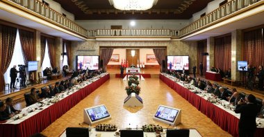 Parliament Speaker Numan Kurtulmuş chairs a meeting of the Terror-Free Türkiye committee, Nov. 18, 2025. (AA File Photo)