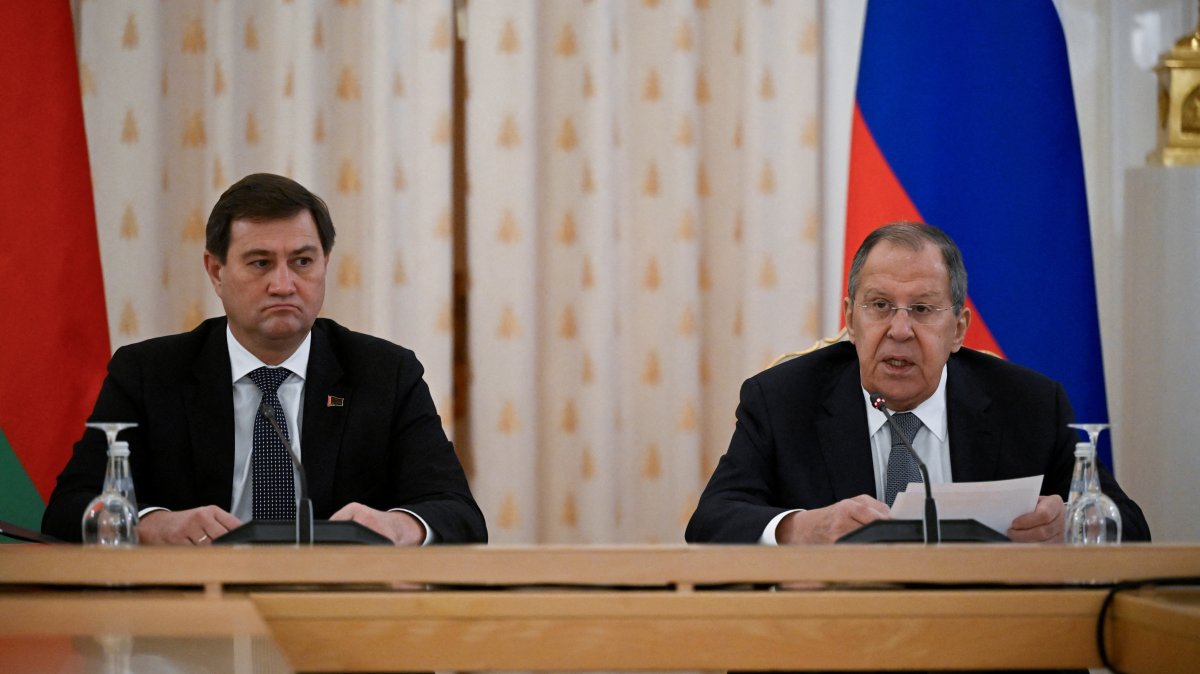 Russian Foreign Minister Sergey Lavrov (R) speaks as Belarusian Foreign Minister Maxim Ryzhenkov listens during a joint meeting, Moscow, Russia, Nov. 25, 2025. (Reuters Photo)
