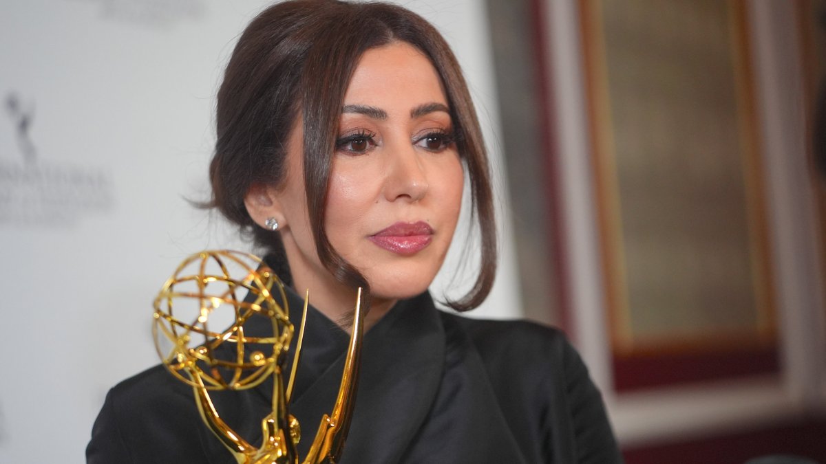 Algerian journalist Fairouz Ziani poses with her award at the 53rd International Emmy Awards, New York City, U.S., Nov. 24, 2025. (AA Photo)
