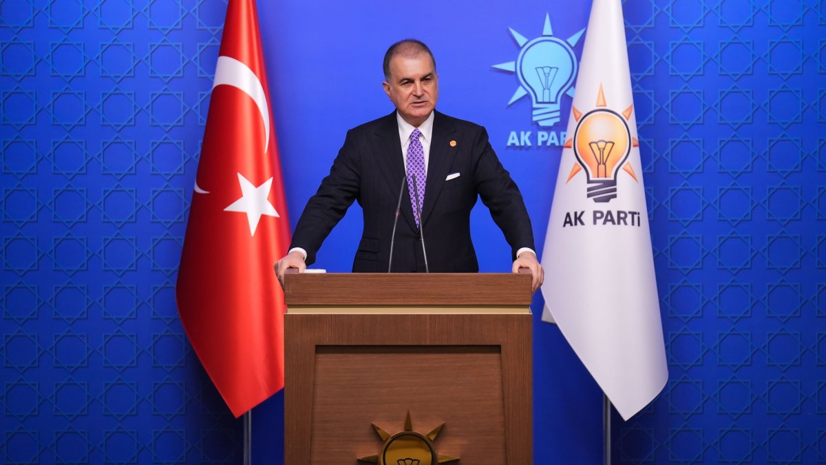 AK Party spokesman Ömer Çelik speaks at a news conference at party headquarters in Ankara, Nov. 25, 2025. (AA Photo)