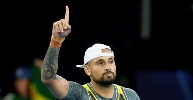 Australia&#039;s Nick Kyrgios gestures during his Australian Open first round match against the U.K.&#039;s Jacob Fearnley at Melbourne Park, Melbourne, Australia, Jan. 13, 2025. (Reuters Photo)