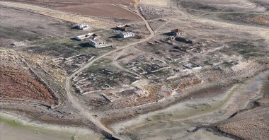 The water level at Koçhisar Dam has dropped to 0.4% due to drought, Alaca, Çorum, Türkiye, Nov. 25, 2025. (AA Photo)