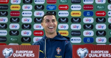 Portugal&#039;s Cristiano Ronaldo attends a press conference at Aviva Stadium in Dublin, Ireland, Nov. 12, 2025. (EPA File Photo)