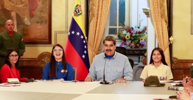Venezuela&#039;s President Nicolas Maduro participates in a cabinet meeting at Miraflores Palace, in Caracas, Venezuela, Nov. 24, 2025. (Handout via Reuters)