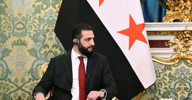 Syria&#039;s President Ahmed al-Sharaa attends a meeting with Russia&#039;s President Vladimir Putin in Moscow, Russia, Oct. 15, 2025. (Sputnik via Reuters)