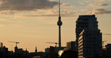 Buildings on the bank of the River Spree and the television tower, Berlin, Germany, Aug. 17, 2025. (Reuters Photo)