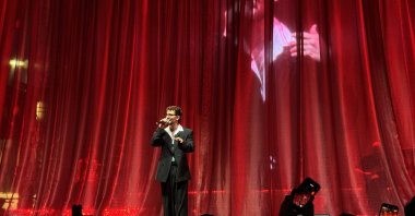 Rap artist Saint Levant performs on stage at the Doha Film Festival, Doha, Qatar, Nov. 24, 2025. (AA Photo)