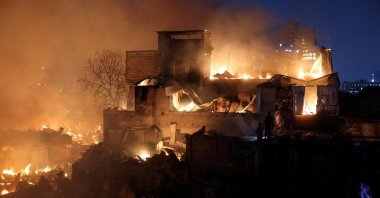 Flames engulf shanties after a fire broke out in Korail, one of Bangladesh&#039;s largest and most crowded slums, in Dhaka, Bangladesh, Nov. 25, 2025. (Reuters Photo)