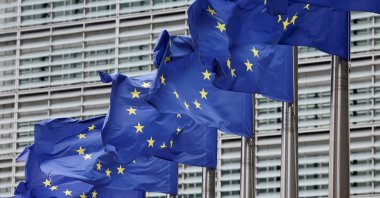 European Union flags flutter outside the European Commission headquarters, Brussels, Belgium, July 16, 2025. (Reuters Photo)