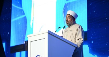 Safi Arpaguş, president of Türkiye&#039;s Directorate of Religious Affairs (Diyanet), delivers a speech at a summit in Istanbul, Türkiye, Nov. 26, 2025. (AA Photo)