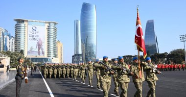 Turkish troops attend a parade, Baku, Azerbaijan, Nov. 8, 2025. (AA Photo)