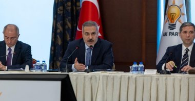 Foreign Minister Hakan Fidan speaks at an event, Ankara, Türkiye, Nov. 20, 2025. (DHA Photo)