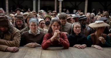 Jessie Buckley (C) in a scene from &quot;Hamnet.&quot; (Focus Features Handout via AP Photo)