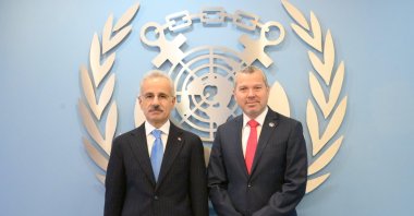 Transport and Infrastructure Minister Abdulkadir Uraloğlu and the Secretary-General of IMO Arsenio Dominguez, Nov. 24, 2025. (DHA Photo)