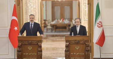 Iranian Foreign Minister Abbas Araghchi (R) and Foreign Minister Hakan Fidan attend a joint press conference, Tehran, Iran, Nov. 30, 2025. (Reuters Photo)