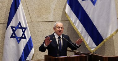 Israeli Prime Minister Benjamin Netanyahu speaks at the plenum of the Knesset, Israel&#039;s parliament, in west Jerusalem, Israel, Nov. 10, 2025. (Reuters Photo)